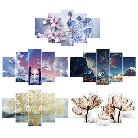 View HD Prints Spray Canvas Painting Custom Made Canvas Picture Frame 5 Panel Modular For Living Room Wall Art Home Decor