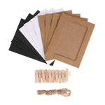 Kraft Paper Photo Frame 3-7 inch Hanging Wall Photos Picture Frame Kraft Paper With Clips and Rope For Family Memory