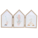 Rooftop Wooden Photo Frame 3 Opening Hinged Triple Picture Frames Home Crafts Ornaments Photo Frame Home Decor